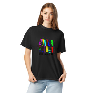Schweres textilgefärbtes Unisex-T-Shirt – Jumping Letters